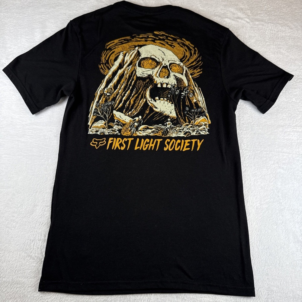 FOX Racing Rider First Light Society Skull Graphic T-Shirt Black Mens Size Small